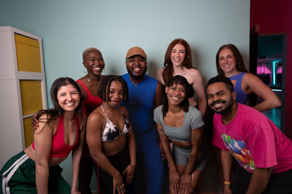 305 Fitness Philly instructors posing together in the studio.